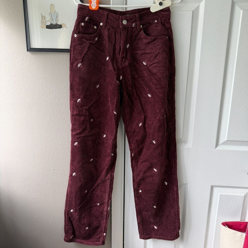 Forever 21 Corduroy Mushroom Pants Maroon